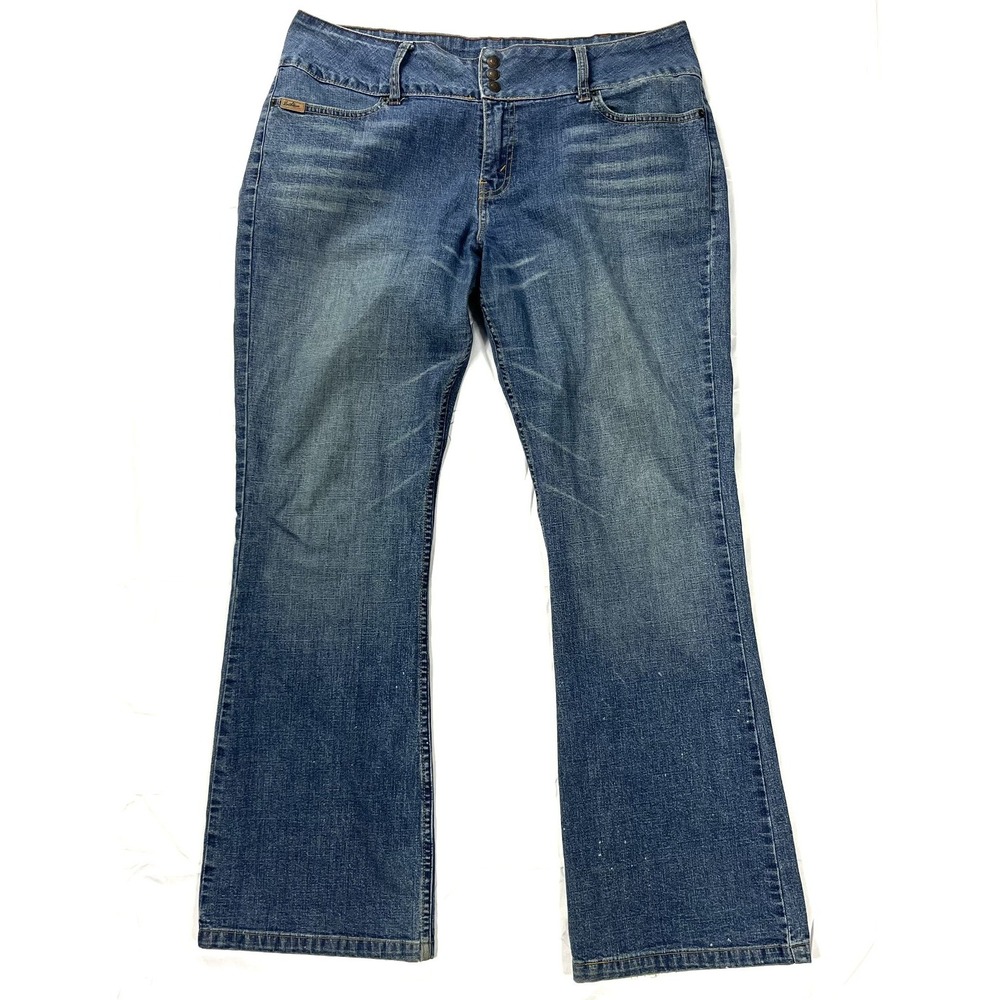Levi's Signature Womens 14 Vintage Y2K Jeans 3-Button Wide Waistband Flare Blue